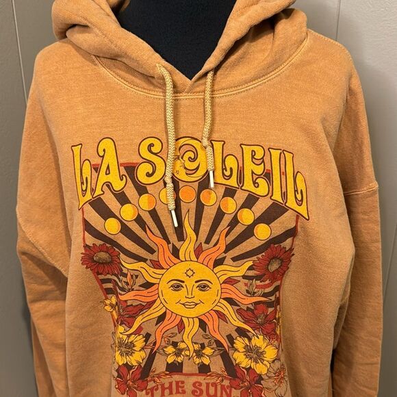 BDG (Urban Outfitters) deep tan graphic fleece lined hoodie sweatshirt. S/M. - Picture 5 of 7